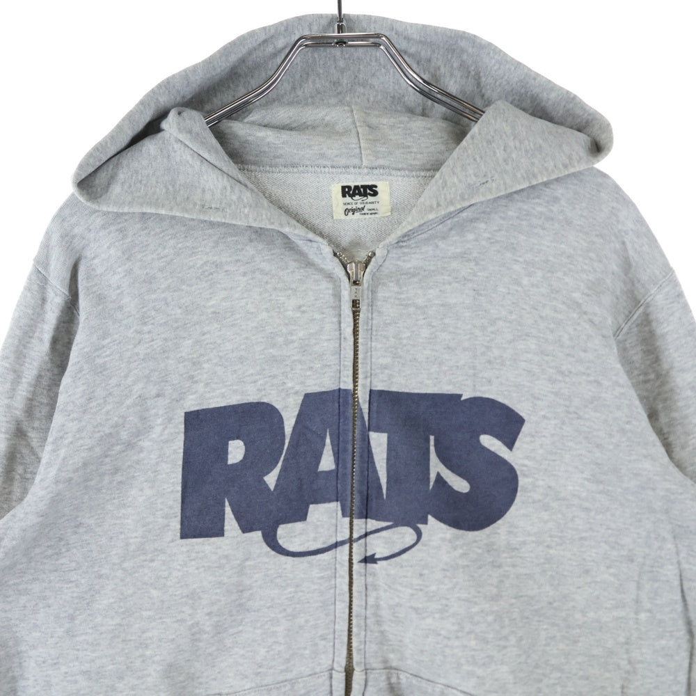 RATS(ラッツ) ロゴプリント ジップアップフーディ スウェットパーカー グレー