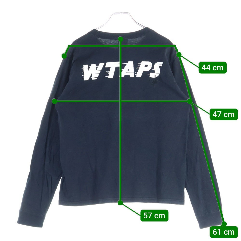 WTAPS(ダブルタップス) ロゴエンブロイダリー バックプリント ロングスリーブカットソー 長袖Tシャツ ブラック