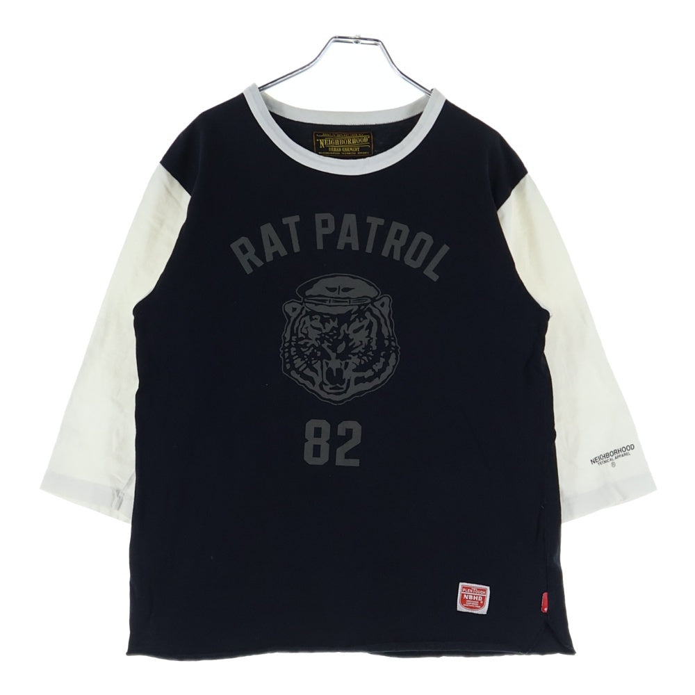 NEIGHBORHOOD(ネイバーフッド) カレッジロゴ ラグランTシャツ 七分丈 カットソー ブラック/ホワイト