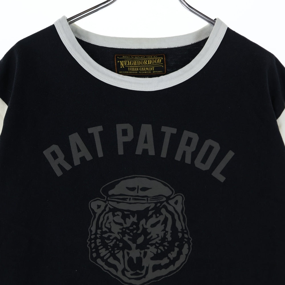 NEIGHBORHOOD(ネイバーフッド) カレッジロゴ ラグランTシャツ 七分丈 カットソー ブラック/ホワイト