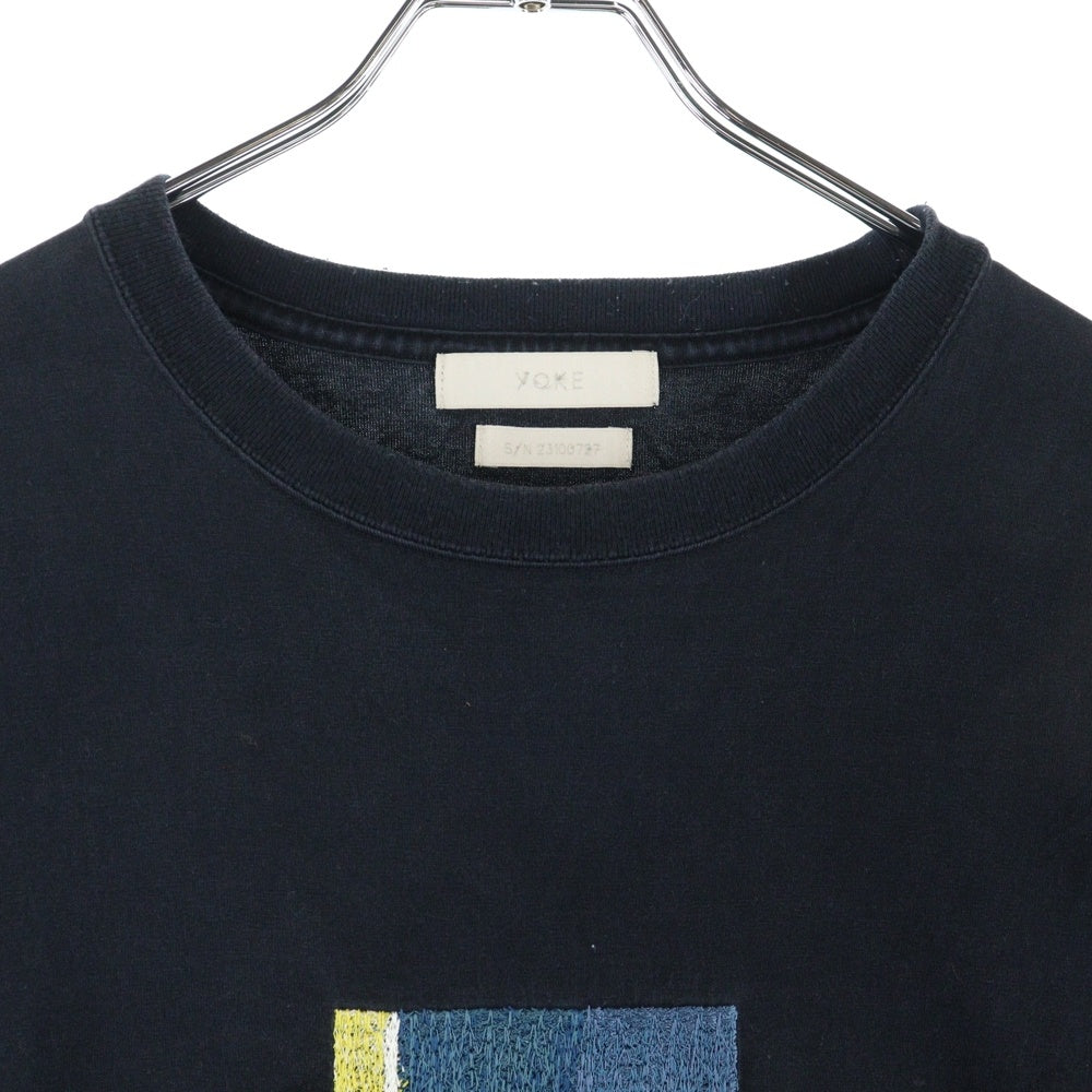 YOKE(ヨーク) 23SS EMBROIDERED T-SHIRT センター エンブロイダリー クルーネック 半袖Tシャツ カットソー ブラック YK23SS0486CS