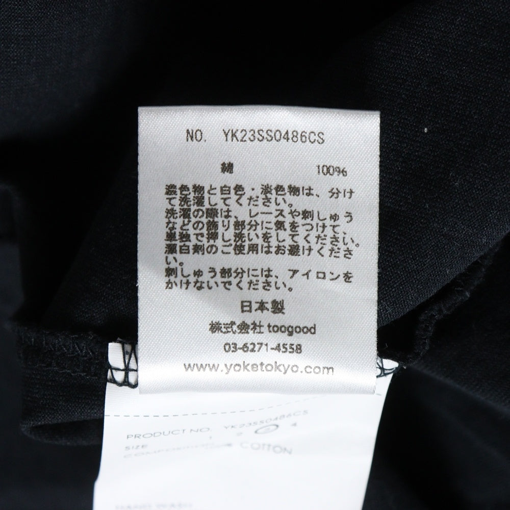 YOKE(ヨーク) 23SS EMBROIDERED T-SHIRT センター エンブロイダリー クルーネック 半袖Tシャツ カットソー ブラック YK23SS0486CS