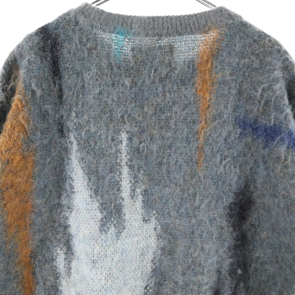 YOKE(ヨーク) 22AW STILL JACQUARD CREWNEC モヘア混 クルーネック ジャガード ニットセーター グレー YK22AW041SS
