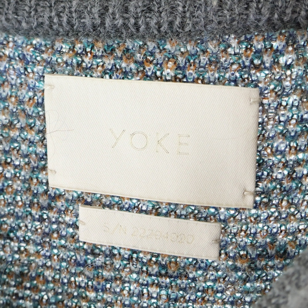 YOKE(ヨーク) 22AW STILL JACQUARD CREWNEC モヘア混 クルーネック ジャガード ニットセーター グレー YK22AW041SS