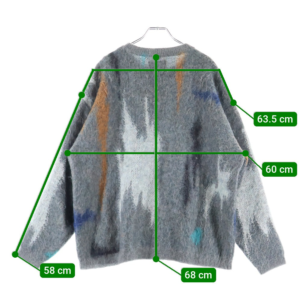 YOKE(ヨーク) 22AW STILL JACQUARD CREWNEC モヘア混 クルーネック ジャガード ニットセーター グレー YK22AW041SS