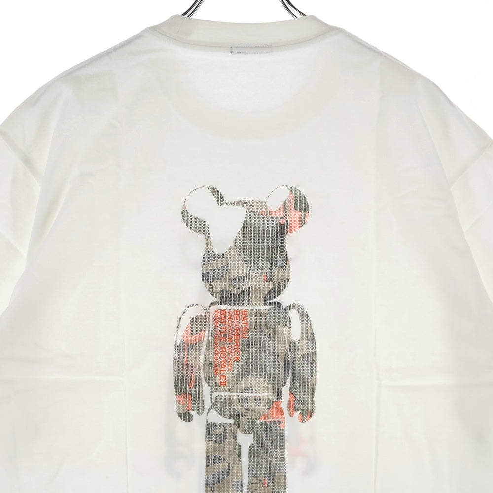 MEDICOM TOY(メディコムトイ) BE@RBRICK BR2 BA-TSU ベアブリック バトルロワイアルII鎮魂歌 2003 両面プリント クルーネック 半袖Tシャツ カットソー ホワイト 100%フィギュア2体セット