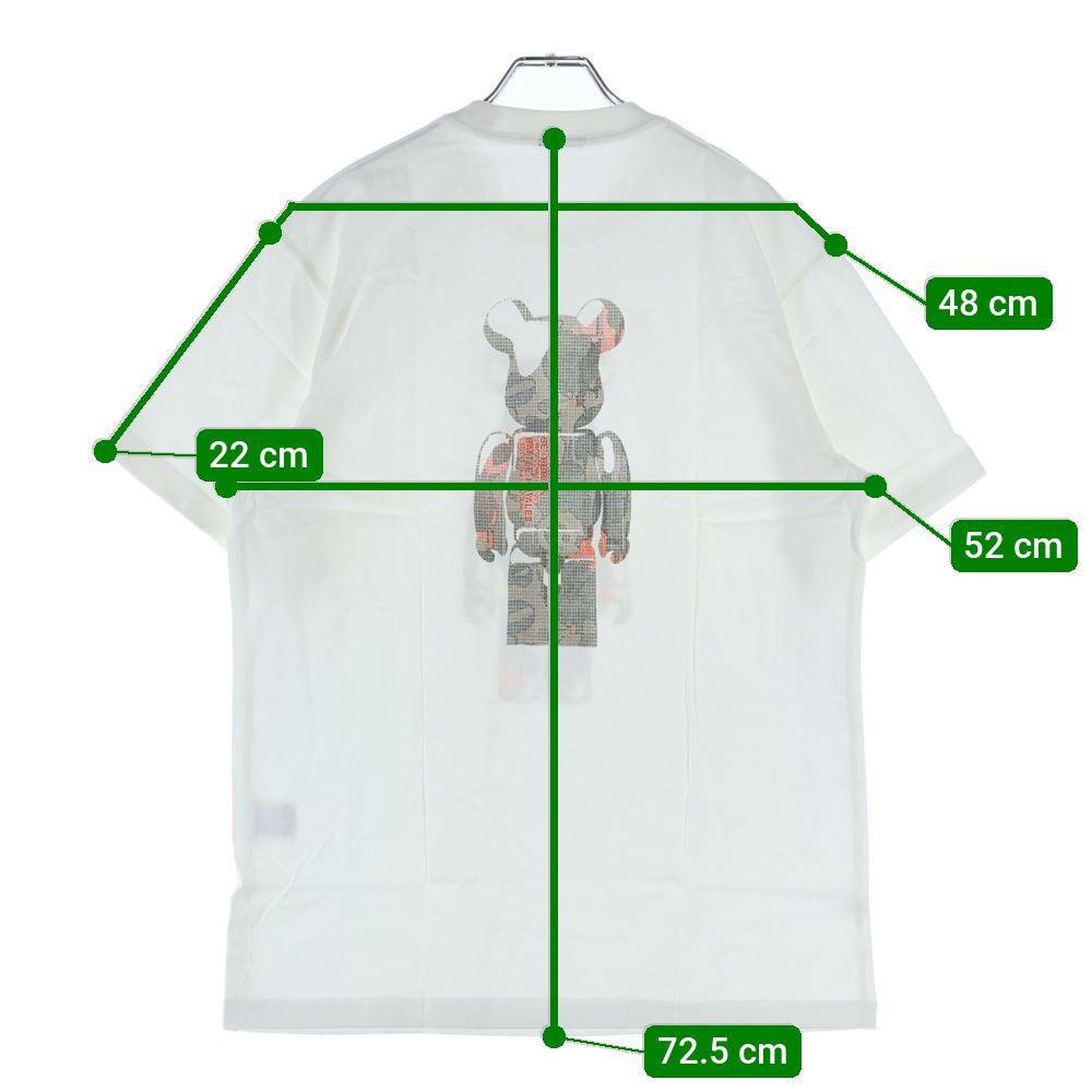 MEDICOM TOY(メディコムトイ) BE@RBRICK BR2 BA-TSU ベアブリック バトルロワイアルII鎮魂歌 2003 両面プリント クルーネック 半袖Tシャツ カットソー ホワイト 100%フィギュア2体セット
