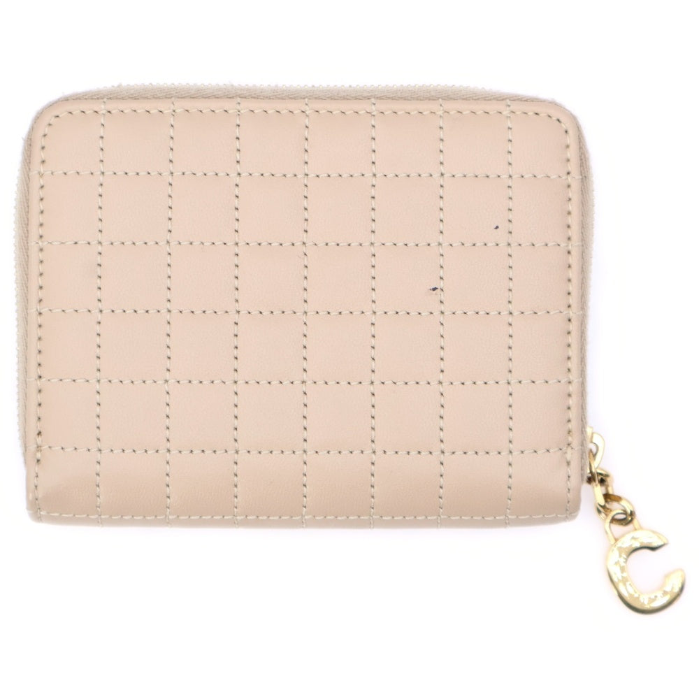 CELINE(セリーヌ) キルティング ゴールドCチャーム レザー コンパクトウォレット 財布 ベージュ S-IE-4188