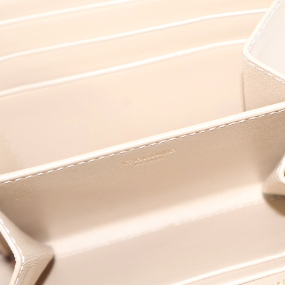 CELINE(セリーヌ) キルティング ゴールドCチャーム レザー コンパクトウォレット 財布 ベージュ S-IE-4188