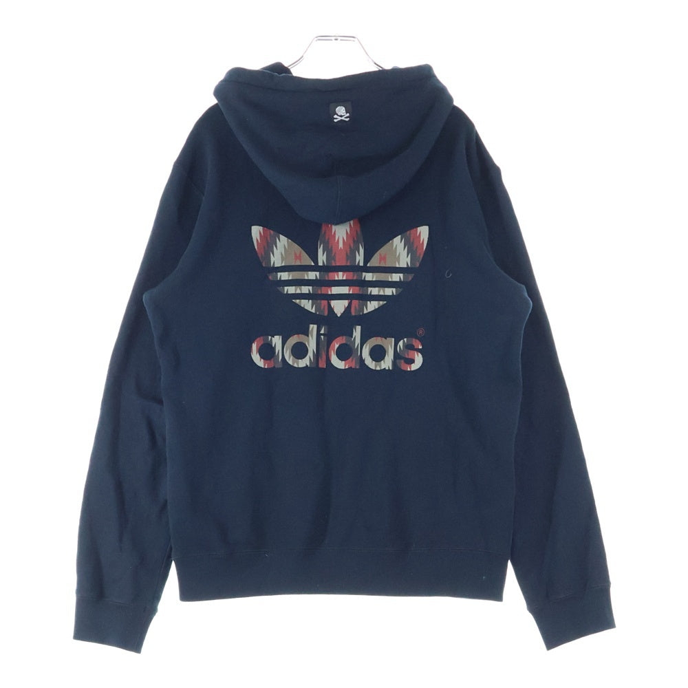 adidas(アディダス) ×NEIGHBORHOOD 15SS NH HOODY ネイバーフッド スカルロゴプリント スウェットプルオーバーパーカー フーディー ブラック S09885