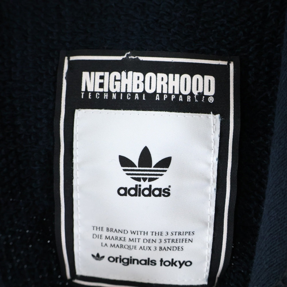 adidas(アディダス) ×NEIGHBORHOOD 15SS NH HOODY ネイバーフッド スカルロゴプリント スウェットプルオーバーパーカー フーディー ブラック S09885