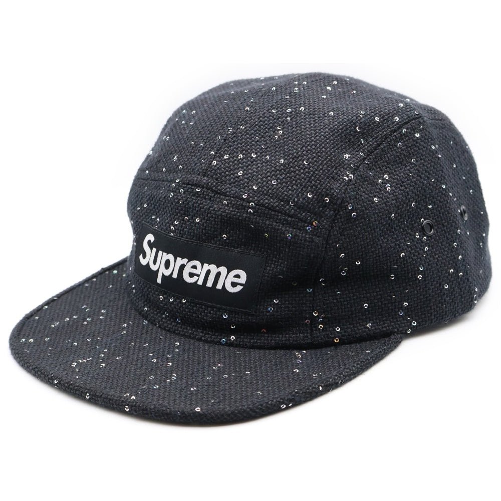 SUPREME(シュプリーム) 16AW Sequins Camp Cap シークイン加工 ボックスロゴ キャンプキャップ 帽子 ブラック