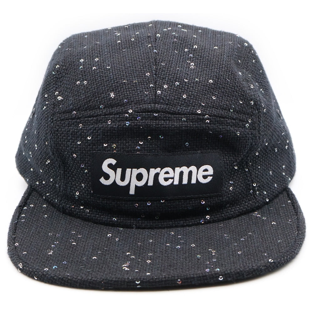 SUPREME(シュプリーム) 16AW Sequins Camp Cap シークイン加工 ボックスロゴ キャンプキャップ 帽子 ブラック