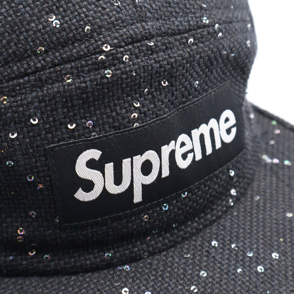SUPREME(シュプリーム) 16AW Sequins Camp Cap シークイン加工 ボックスロゴ キャンプキャップ 帽子 ブラック