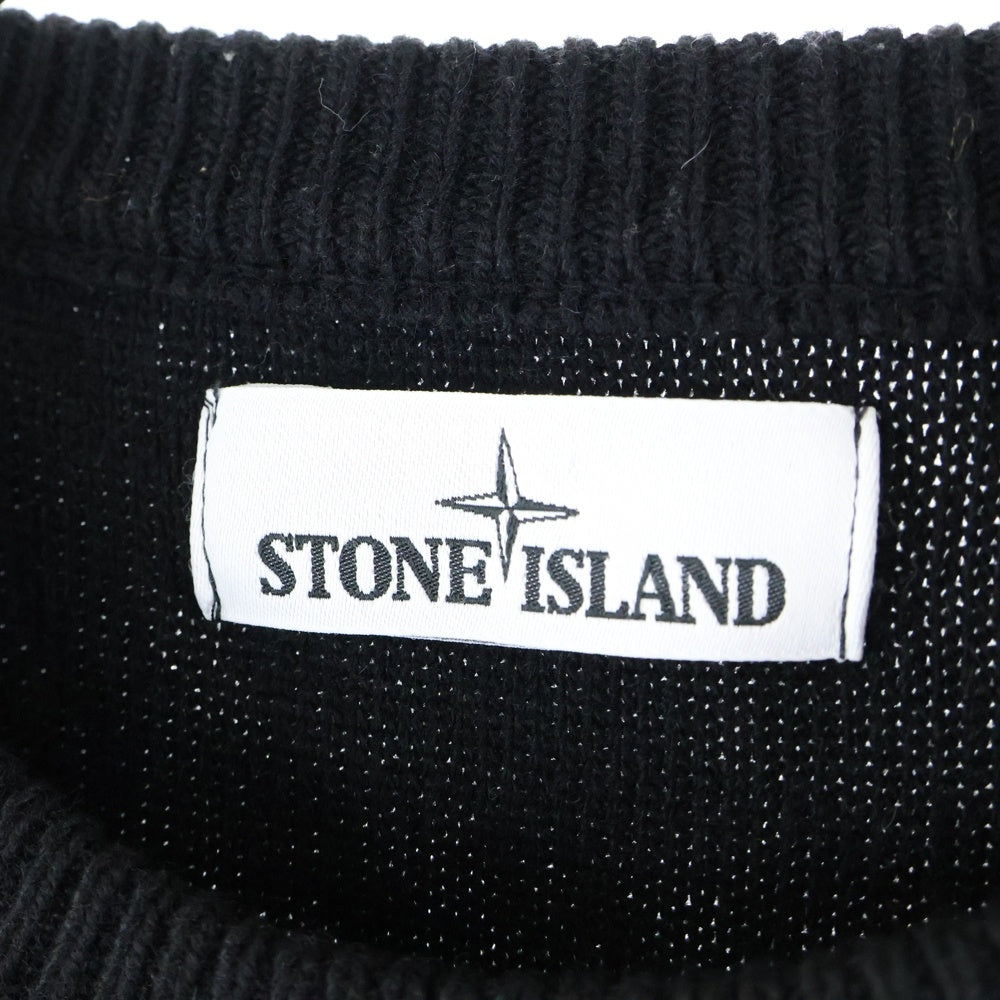 STONE ISLAND(ストーンアイランド) 16AW カシミヤ混 ポケット付 長袖クルーネック ウールニットセーター ブラック 6515553D9
