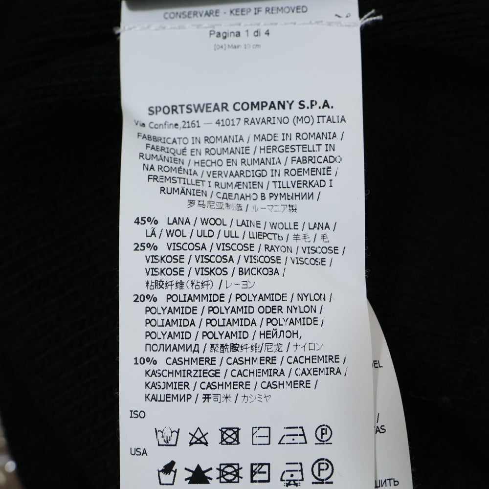 STONE ISLAND(ストーンアイランド) 16AW カシミヤ混 ポケット付 長袖クルーネック ウールニットセーター ブラック 6515553D9