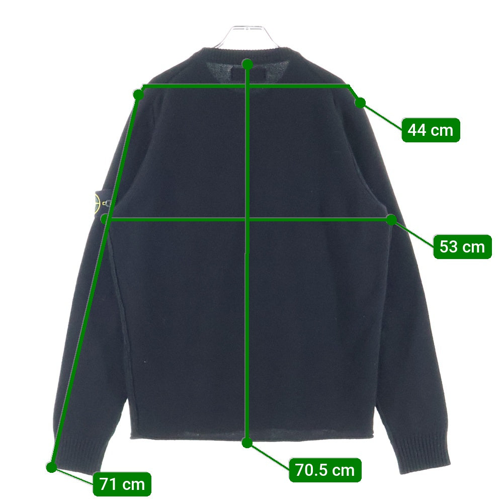 STONE ISLAND(ストーンアイランド) 16AW カシミヤ混 ポケット付 長袖クルーネック ウールニットセーター ブラック 6515553D9