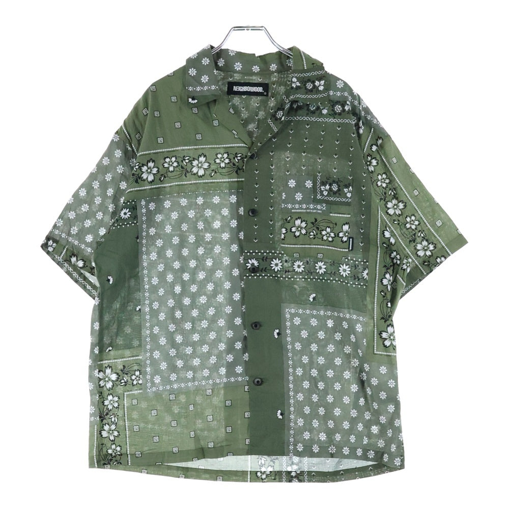 NEIGHBORHOOD(ネイバーフッド) 22SS オープン カラー ペイズリー 半袖シャツ カーキ 221TSNH-SHM05