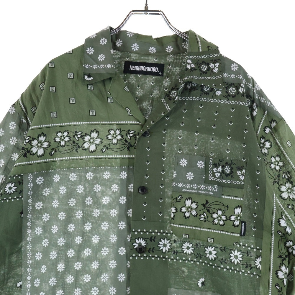 NEIGHBORHOOD(ネイバーフッド) 22SS オープン カラー ペイズリー 半袖シャツ カーキ 221TSNH-SHM05