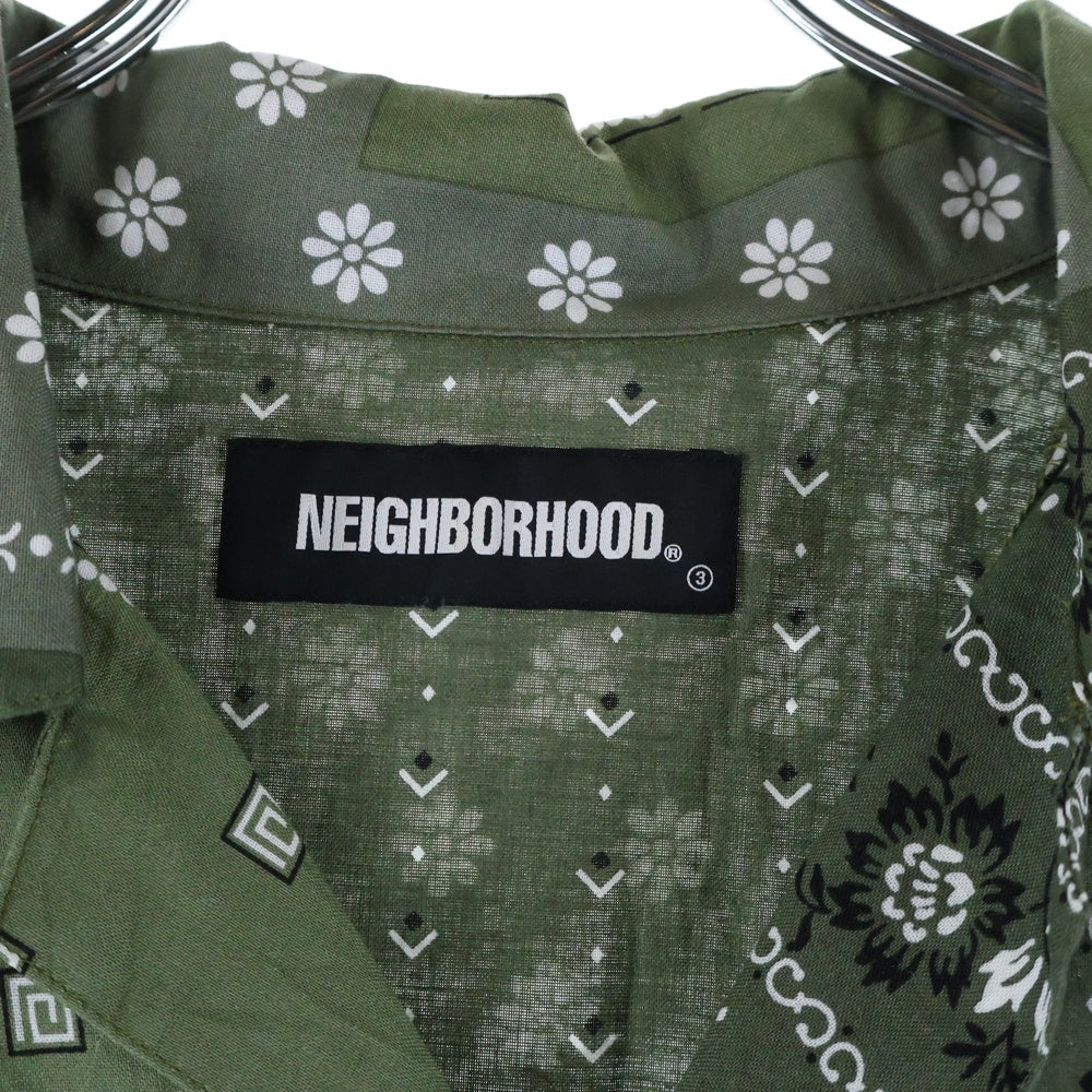 NEIGHBORHOOD(ネイバーフッド) 22SS オープン カラー ペイズリー 半袖シャツ カーキ 221TSNH-SHM05