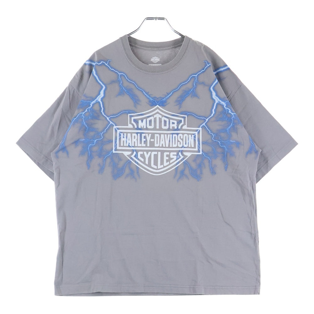 NEIGHBORHOOD(ネイバーフッド) 22AW xHARLEY-DAVIDSON ハーレー ダビッドソン スパーク プリント クルーネック 半袖Tシャツ カットソー グレー 222PC05N-CS02