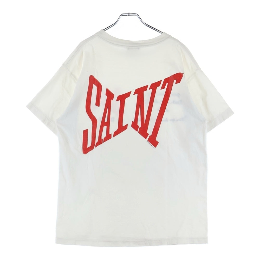 SAINT MICHAEL(セントマイケル) 21SS S/S TEE LOGO EMB ロゴプリント クルーネック 半袖Tシャツ カットソー ホワイト SM-S21-0000-007