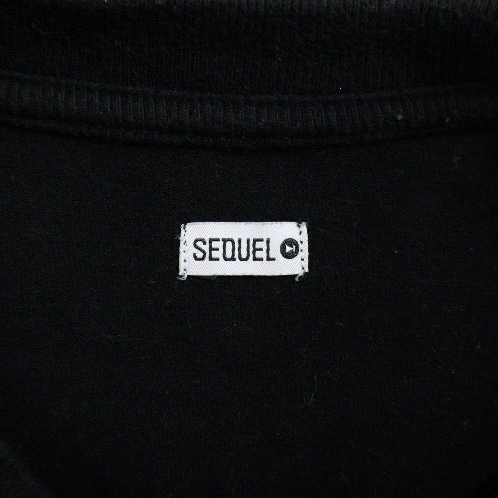 SEQUEL(シークエル) 24SS オイル ペインティング ロゴプリント クルーネック 半袖Tシャツ カットソー ブラック SQ-24SS-ST-03