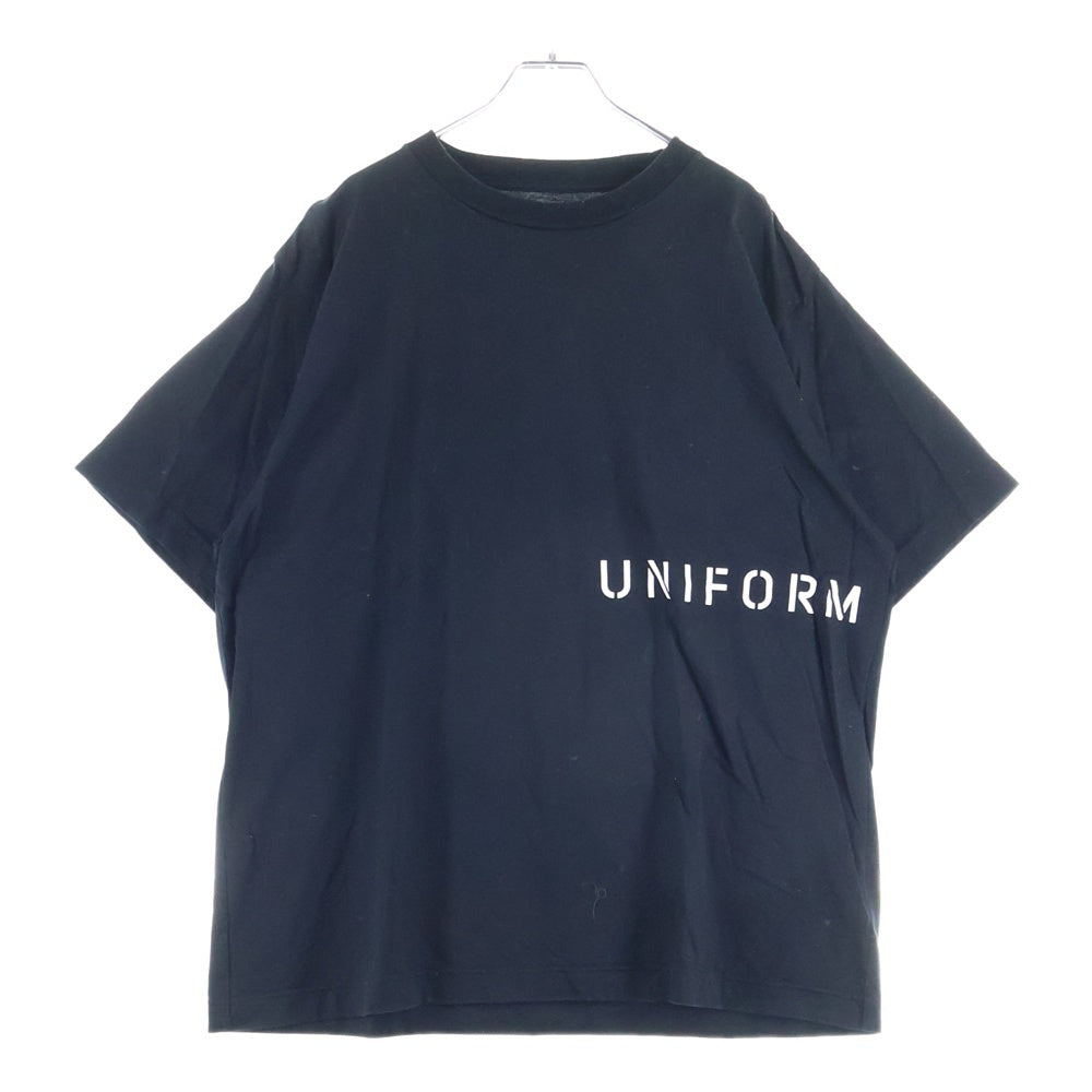 UNIFORM EXPERIMENT(ユニフォームエクスペリメント) STENCIL LOGO WIDE TEE ステンシル ロゴ プリント クルーネック ワイド 半袖Tシャツ カットソー ブラック UE-230030