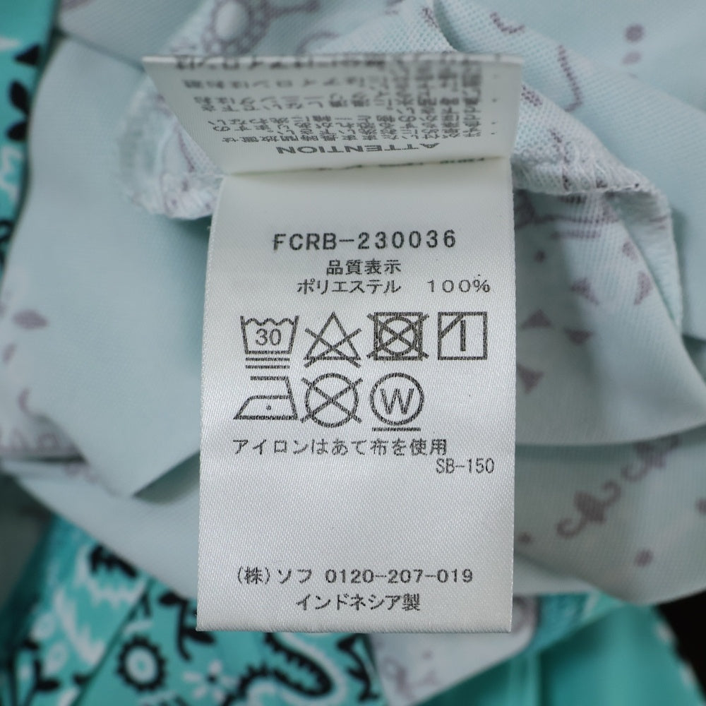F.C.R.B./F.C.Real Bristol/FCRB(エフシーアールビー/エフシーレアルブリストル) 胸ロゴワッペン バンダナ総柄 半袖ポロシャツ ライトグリーン FCRB-230036