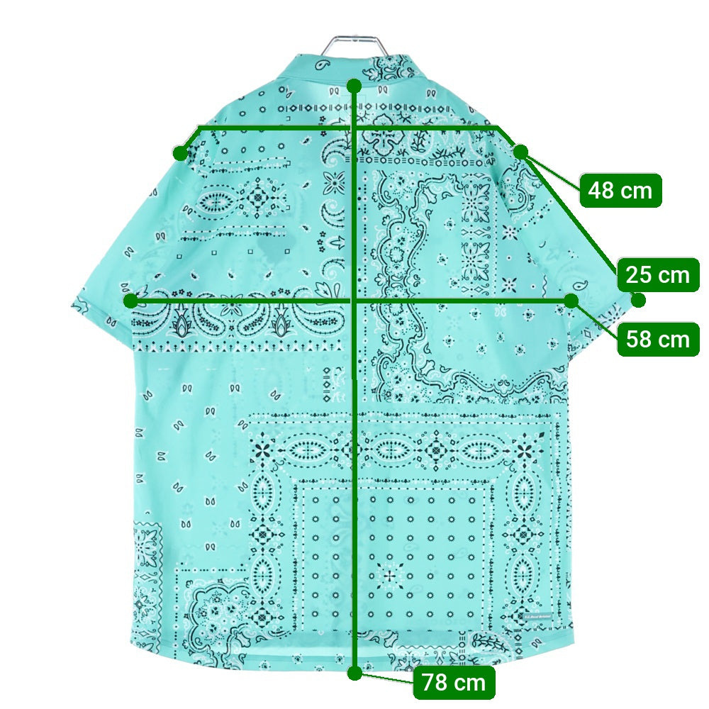 F.C.R.B./F.C.Real Bristol/FCRB(エフシーアールビー/エフシーレアルブリストル) 胸ロゴワッペン バンダナ総柄 半袖ポロシャツ ライトグリーン FCRB-230036