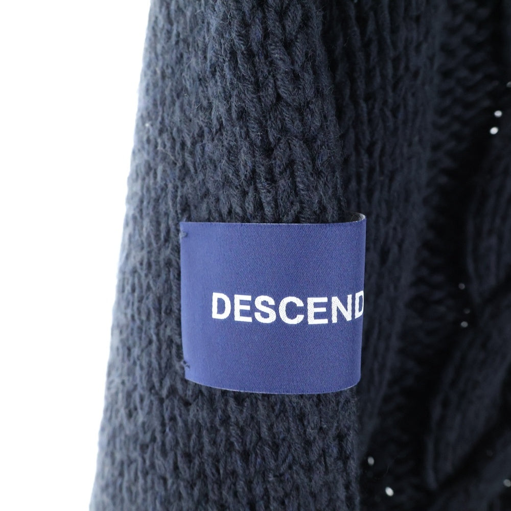 DESCENDANT(ディセンダント) 20AW FADED CABLE KNIT フェイデット ローゲージ クルーネック ケーブル ニット セーター ブラック 202MADS-KNM02