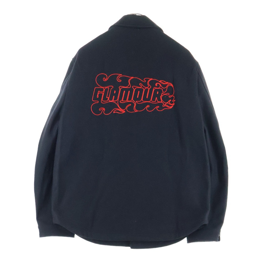 HYSTERIC GLAMOUR(ヒステリックグラマー) 23AW FIRE LOGO EMBROIDERY JAKET ファイアー ロゴ エンブロイダリー ウール ジャケット ブラック 02233AB16