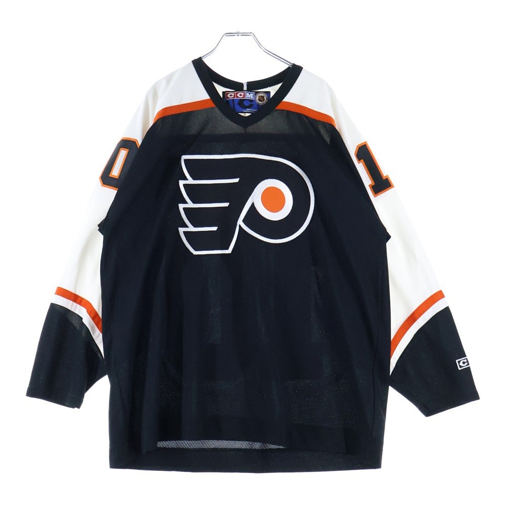 NO BRAND(ノーブランド) NHL JOHN LECLAIR フィラデルフィア フライヤーズ ホッケーゲームシャツ 長袖カットソー ブラック/オレンジ