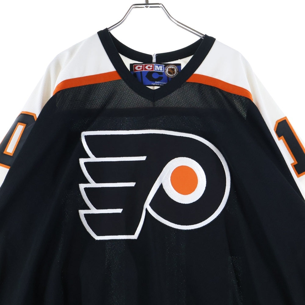 NO BRAND(ノーブランド) NHL JOHN LECLAIR フィラデルフィア フライヤーズ ホッケーゲームシャツ 長袖カットソー ブラック/オレンジ