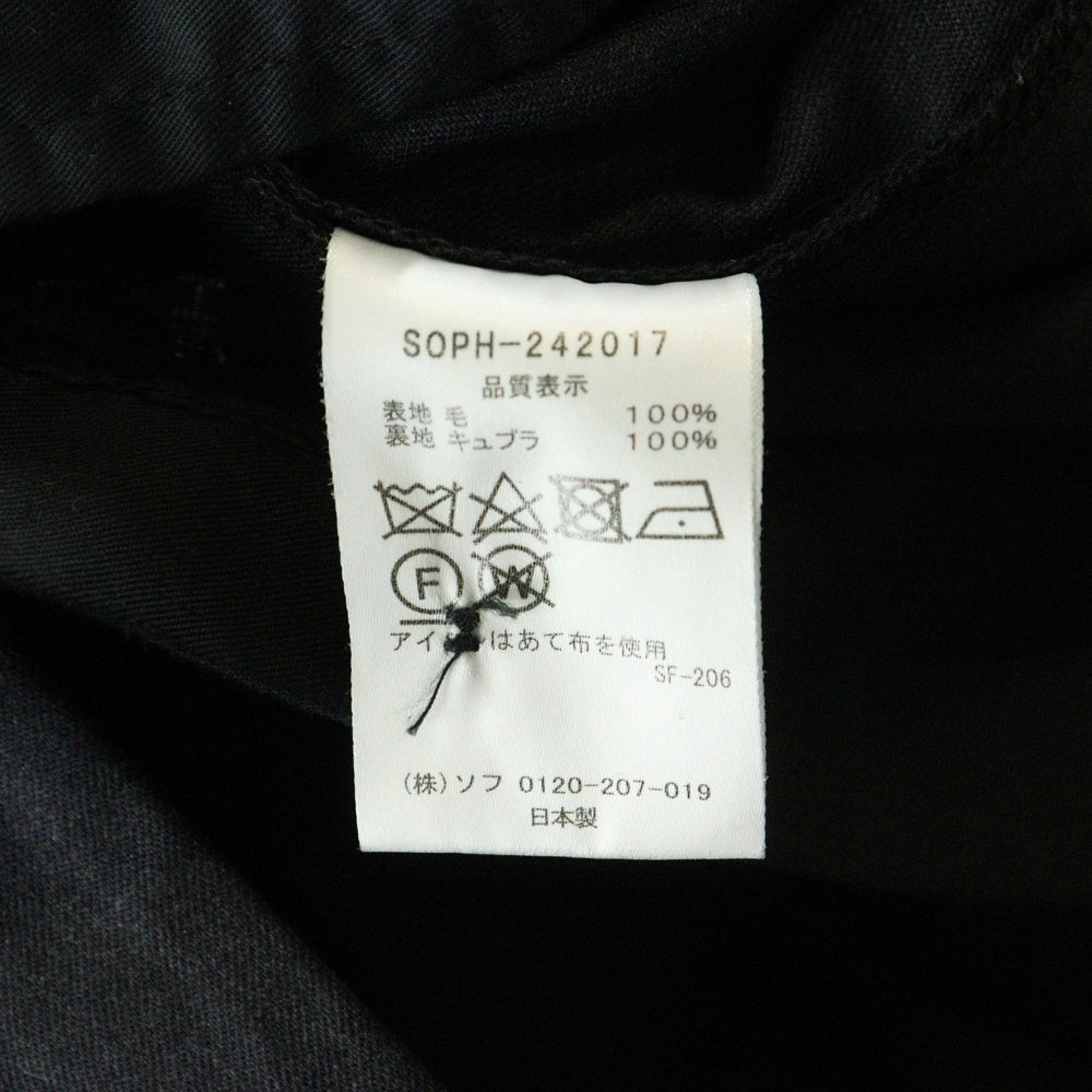SOPHNET.(ソフネット) 24AW SUPER 100'S WOOL SHIRRING SLIM FIT SLACKS スーパー ウール シャーリング スリム フィット イージースラックス ブラック SOPH-242017