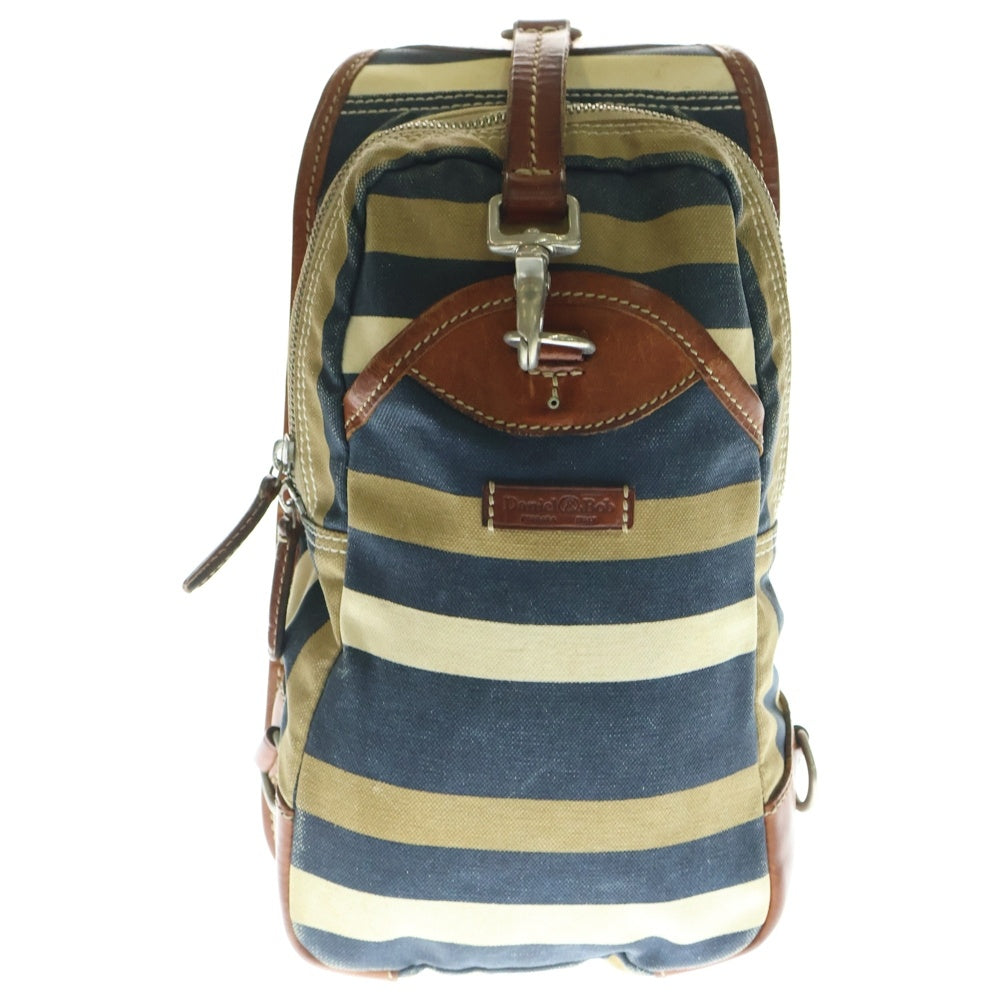 Daniel&Bob(ダニエルアンドボブ) レザー切替 マルチカラーボーダー ボディ ショルダーバッグ ネイビー/ブラウン