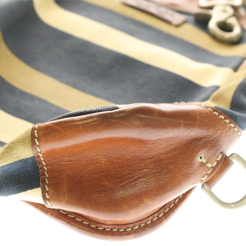 Daniel&Bob(ダニエルアンドボブ) レザー切替 マルチカラーボーダー ボディ ショルダーバッグ ネイビー/ブラウン