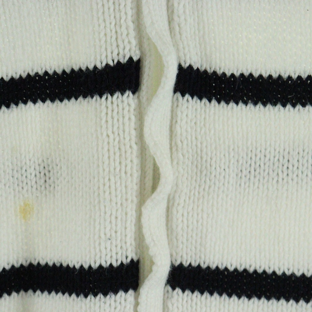 Cruciani(クルチアーニ) イタリア製 ボーダー コットン ジップアップニット ホワイト/ブラック