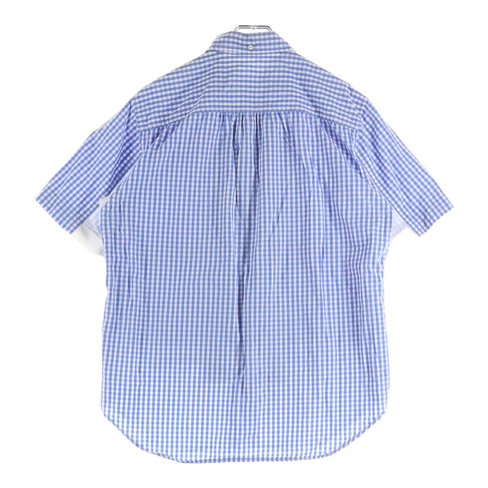 GANRYU(ガンリュウ) 13SS AD2012 異素材切替 ギンガムチェック コットン 半袖シャツ ブルー EK-B019