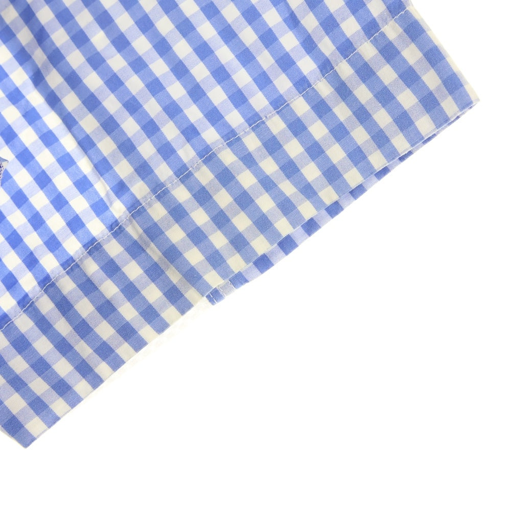 GANRYU(ガンリュウ) 13SS AD2012 異素材切替 ギンガムチェック コットン 半袖シャツ ブルー EK-B019