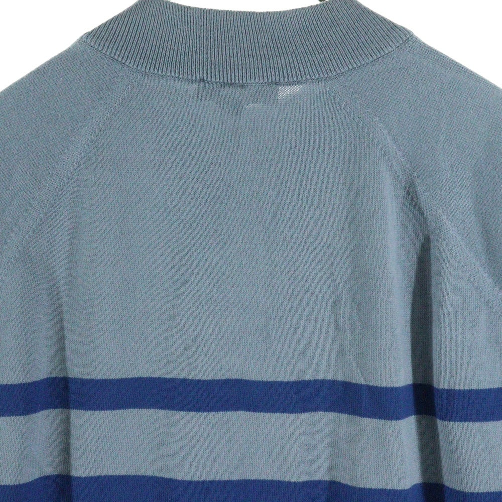 JOHN SMEDLEY(ジョンスメドレー) UK製 ボーダー コットンニット セーター ブルー