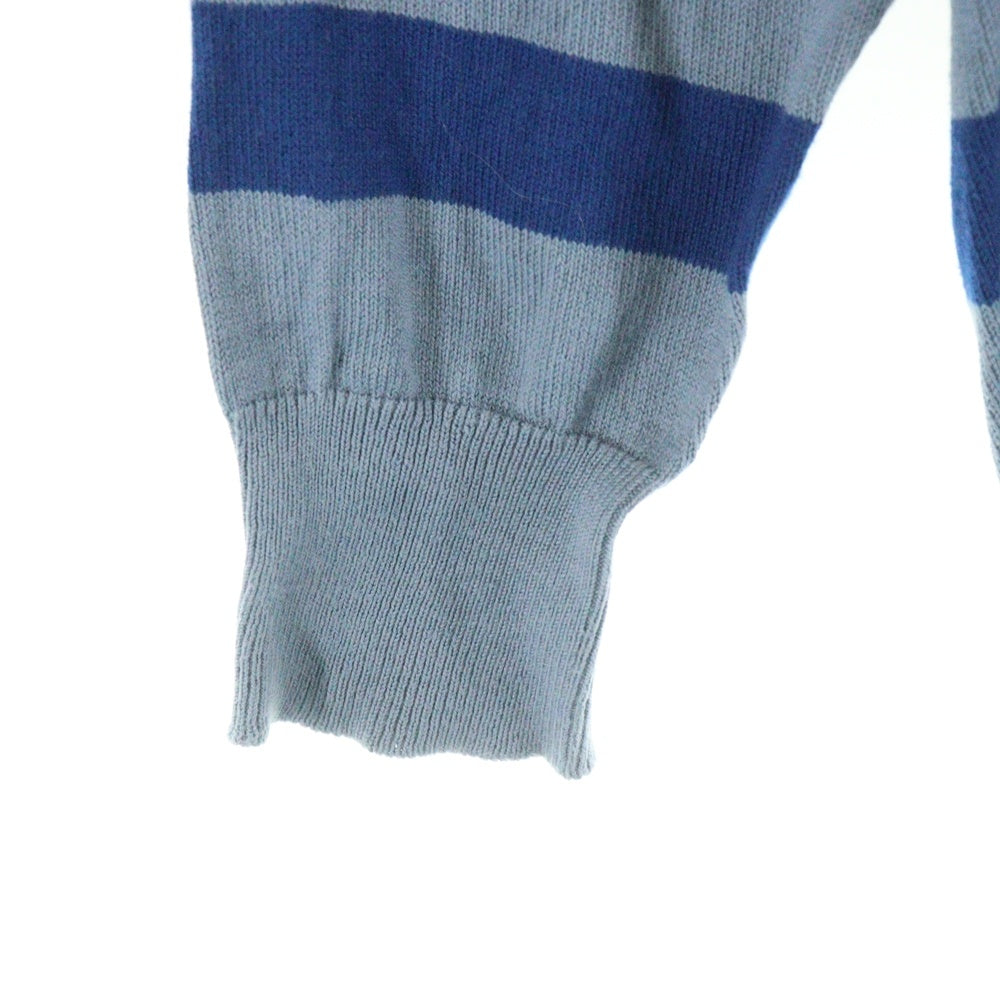 JOHN SMEDLEY(ジョンスメドレー) UK製 ボーダー コットンニット セーター ブルー