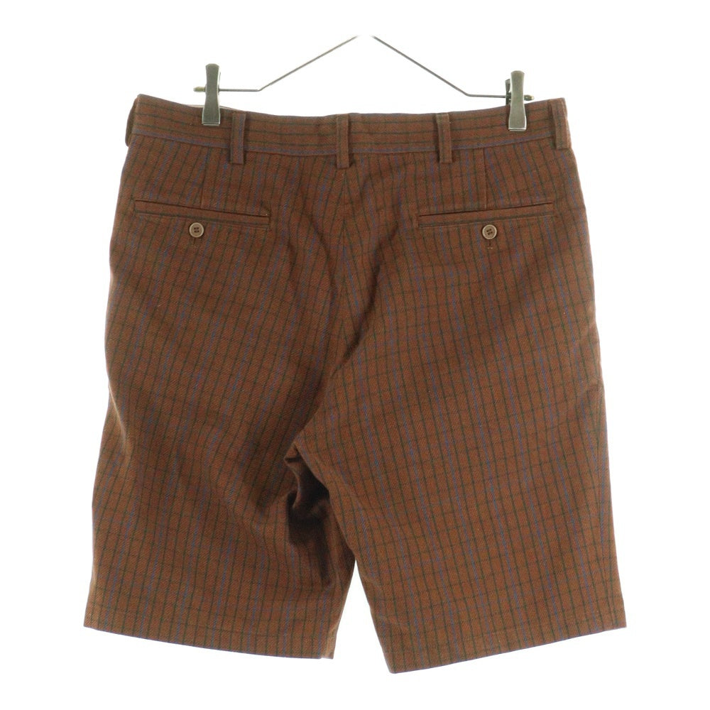 JUNYA WATANABE COMME des GARCONS(ジュンヤワタナベ コムデギャルソン) 03SS AD2002 チェック柄 コットンポリ ノータックショーツ ハーフパンツ ブラウン WI-P078