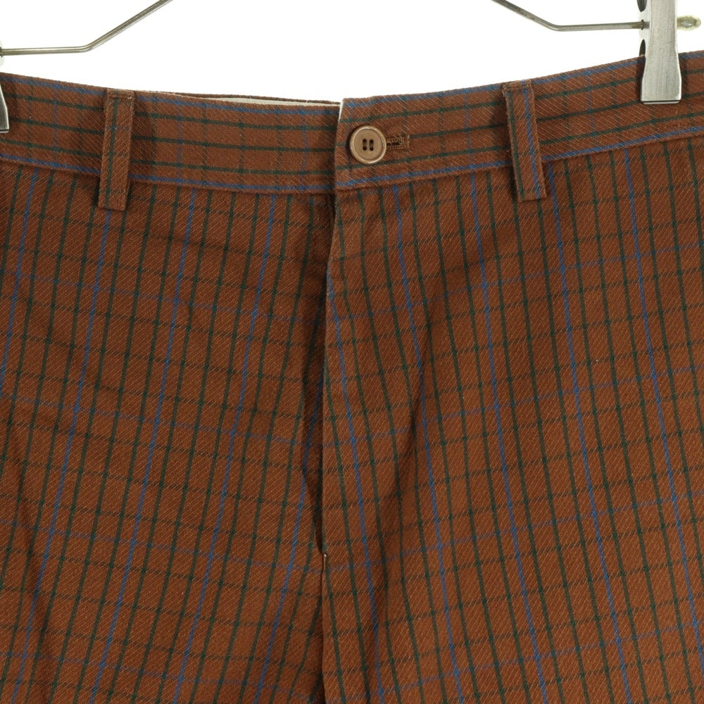 JUNYA WATANABE COMME des GARCONS(ジュンヤワタナベ コムデギャルソン) 03SS AD2002 チェック柄 コットンポリ ノータックショーツ ハーフパンツ ブラウン WI-P078