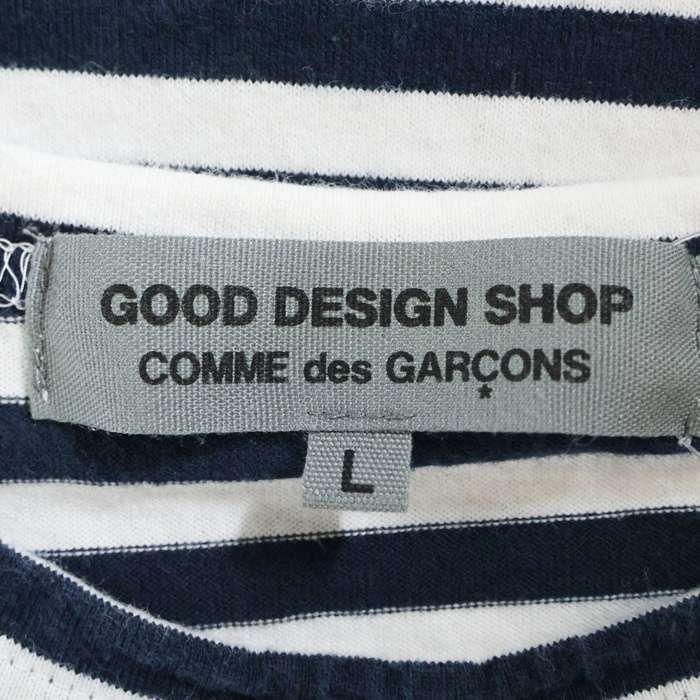 GOOD DESIGN SHOP COMME des GARCONS(グッドデザインショップ コムデギャルソン) AD2013 ドッキングボーダー コットン クルーネック 七分袖Tシャツ カットソー ネイビー/ホワイト/ピンク IK-T018