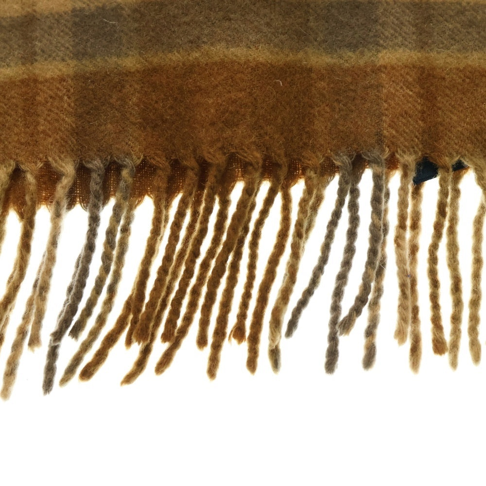 Johnstons Of Elgin(ジョンストンズ オブ エルガン) スコットランド製 チェック柄 カシミア フリンジマフラー ストール ブラウン