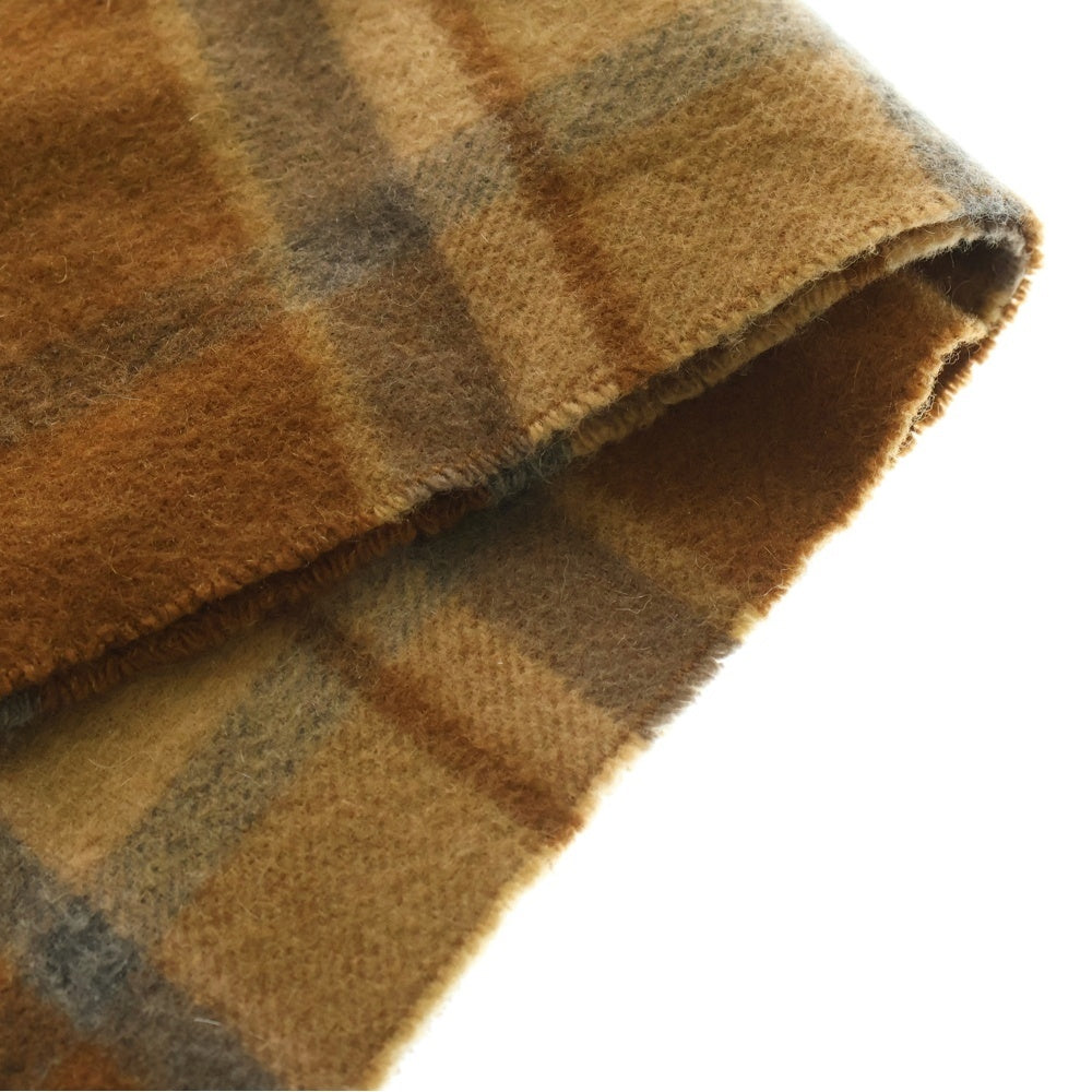 Johnstons Of Elgin(ジョンストンズ オブ エルガン) スコットランド製 チェック柄 カシミア フリンジマフラー ストール ブラウン