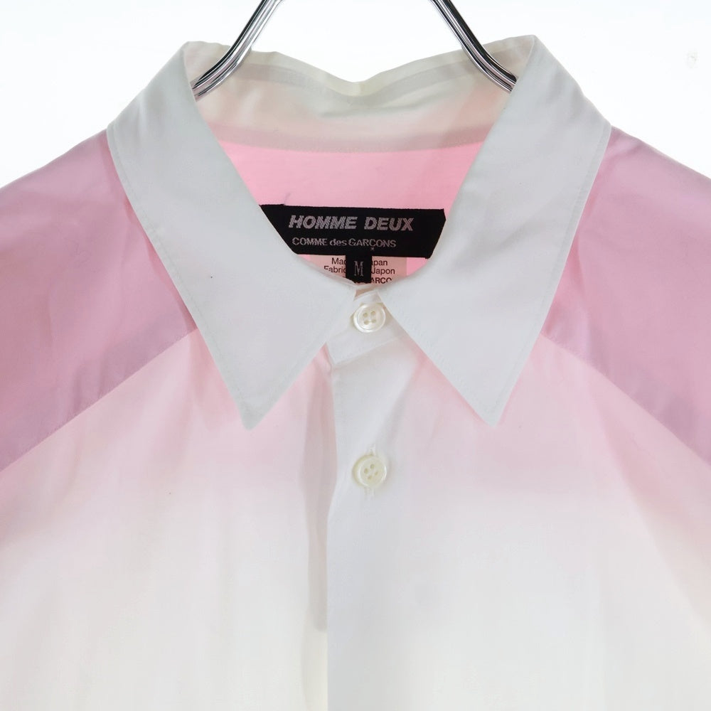 COMME des GARCONS HOMME DEUX(コムデギャルソン オムドゥ) 15AW AD2015 カラーヨーク コットン 長袖シャツ ピンク/ホワイト DP-B059