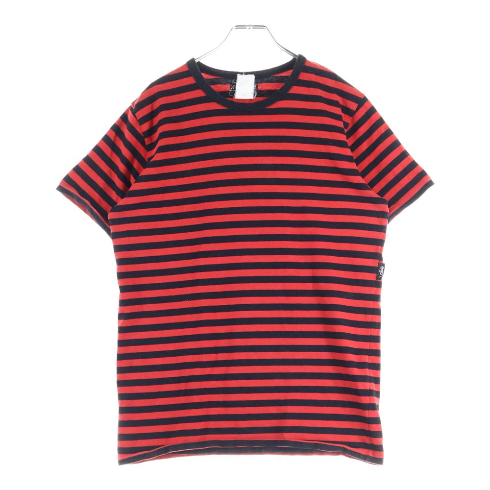 agnes b. homme(アニエスベーオム) 日本製 コットン ボーダー 半袖Tシャツ カットソー レッド/ブラック 2109-3512