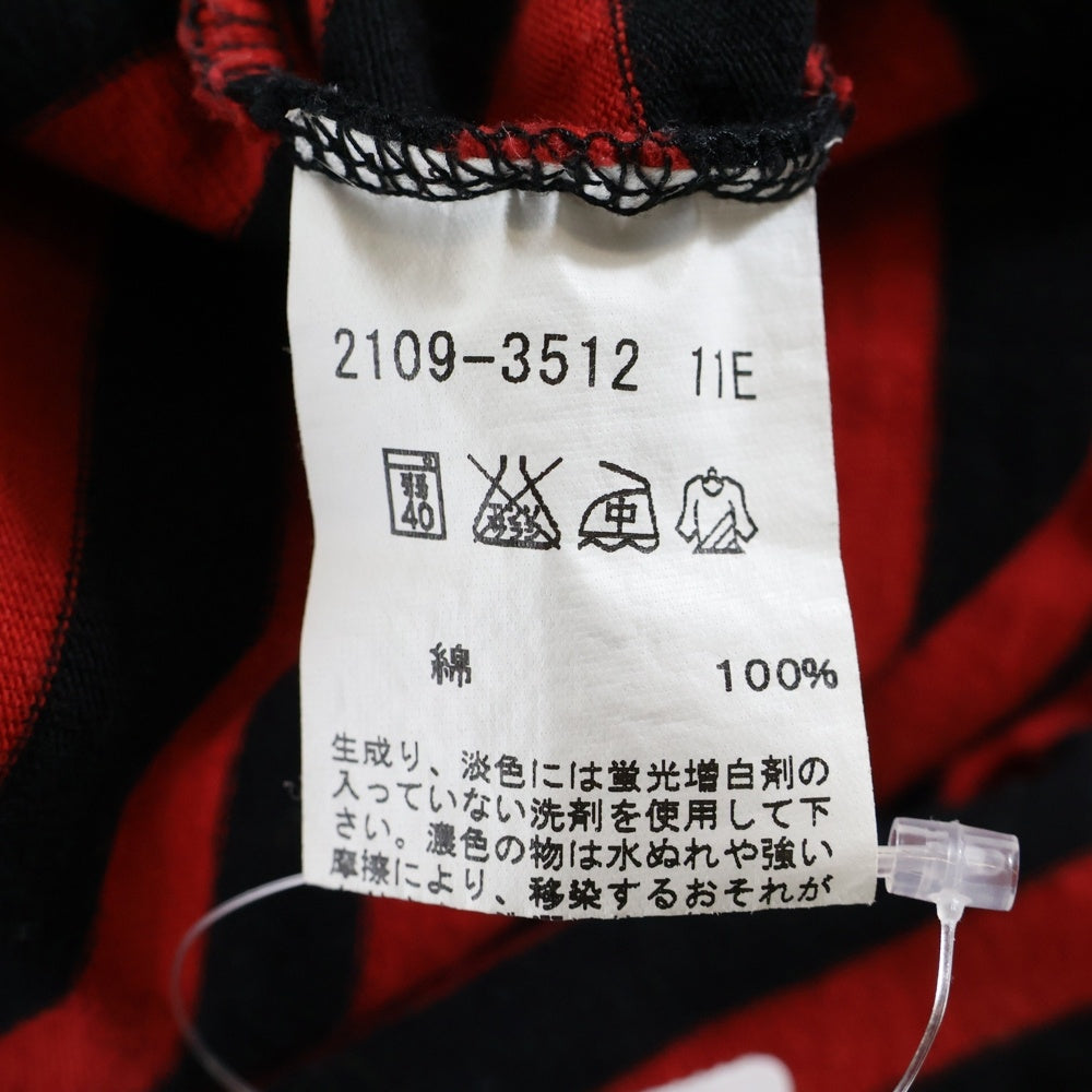 agnes b. homme(アニエスベーオム) 日本製 コットン ボーダー 半袖Tシャツ カットソー レッド/ブラック 2109-3512